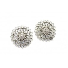 Handmade Stud earrings women's 925 sterling silver white zircon Stones A 157